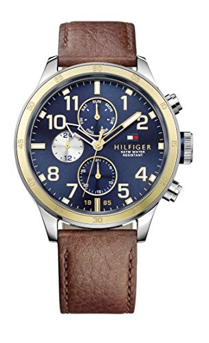 Tommy Hilfiger Multi Zifferblatt Quarz Uhr für Herren mit Braunes Lederarmband - 1791137 von Tommy Hilfiger