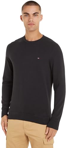 Tommy Hilfiger Herren Pullover Classic Cotton Crew Neck Baumwolle, Schwarz (Black), L von Tommy Hilfiger