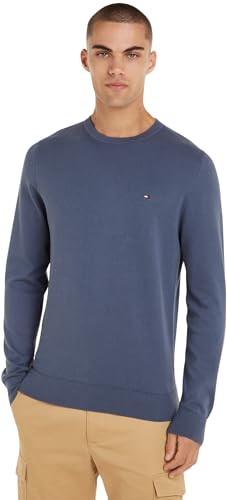 Tommy Hilfiger Herren Pullover Classic Cotton Crew Neck Baumwolle, Blau (Faded Indigo), 3XL von Tommy Hilfiger