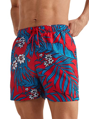 Tommy Hilfiger Herren Badehose Medium Drawstring Print Lang, Rot (Tropic March Primary Red), L von Tommy Hilfiger