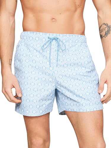 Tommy Hilfiger Herren Badeshorts Medium Drawstring Print Mittellang, Blau (Laurel Sleepy Blue), XXL von Tommy Hilfiger