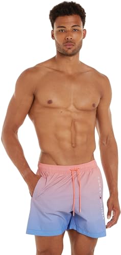 Tommy Hilfiger Herren Badehose Medium Drawstring Print Mittellang, Mehrfarbig (Ombre Coral Blossom/Blue Spell), M von Tommy Hilfiger