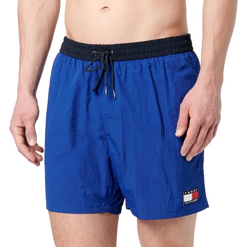 Tommy Hilfiger Herren Badehose Medium Drawstring mit Tunnelzug, Blau (Wedge Blue), L von Tommy Hilfiger