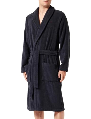 Tommy Hilfiger Herren Bademantel Baumwolle, Blau (Desert Sky), L von Tommy Hilfiger