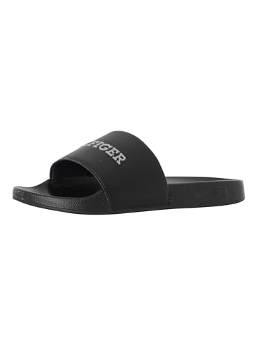 Tommy Hilfiger Herren Badeschuhe Pool Slide Badelatschen, Schwarz (Black), 43 von Tommy Hilfiger