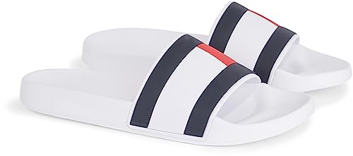 Tommy Hilfiger Herren Badeschuhe Rubber TH Flag Pool Slide Badelatschen, Weiß (White), 46 EU von Tommy Hilfiger