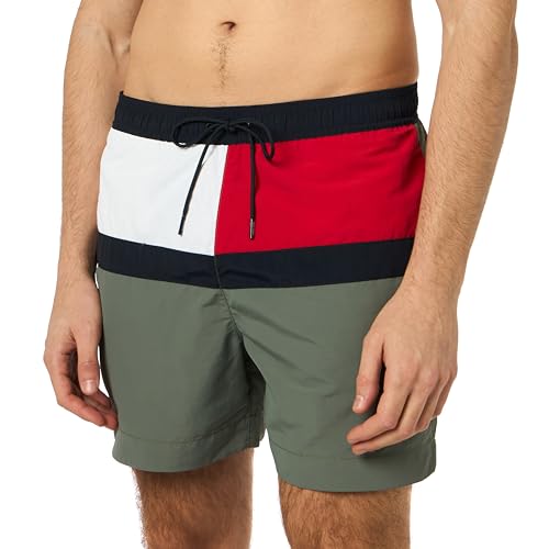 Tommy Hilfiger Herren Badeshorts Medium Drawstring Mittellang, Mehrfarbig (Stonewash Green), S von Tommy Hilfiger