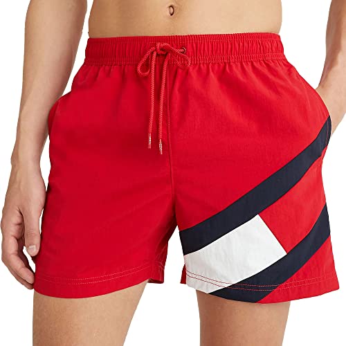 Tommy Hilfiger Herren Badeshorts Medium Drawstring Mittellang, Rot (Primary Red), XL von Tommy Hilfiger