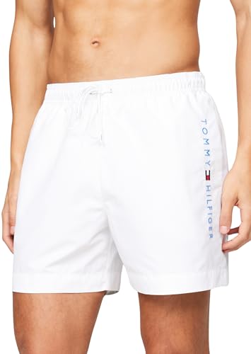 Tommy Hilfiger Herren Badeshorts Medium Drawstring Mittellang, Weiß (Th Optic White), L von Tommy Hilfiger