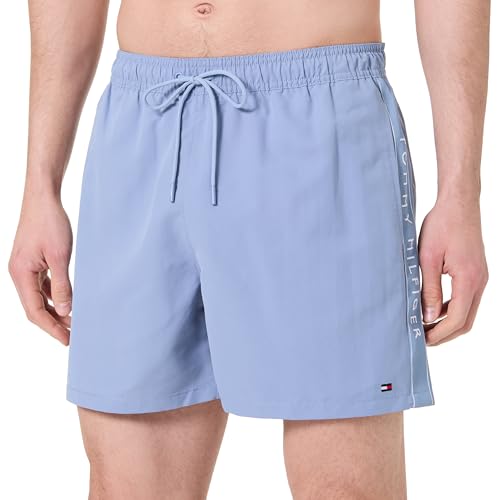 Tommy Hilfiger Herren Badeshorts Medium Drawstring Tape mit Tunnelzug, Blau (Brisk Blue), XXL von Tommy Hilfiger