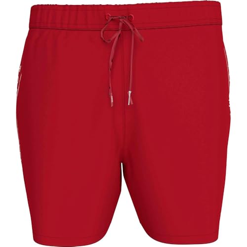 Tommy Hilfiger Herren Badeshorts Medium Drawstring Tape mit Tunnelzug, Mehrfarbig (Medium Red), XL von Tommy Hilfiger