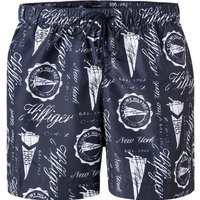 Tommy Hilfiger Herren Badeshorts blau Mikrofaser Mit Prints von Tommy Hilfiger