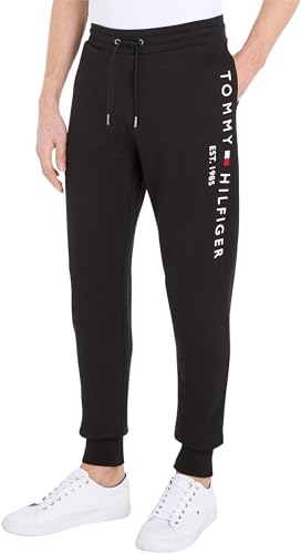 Tommy Hilfiger Herren Jogginghose Tommy Logo Sweatpants Baumwolle, Schwarz (Black), M von Tommy Hilfiger