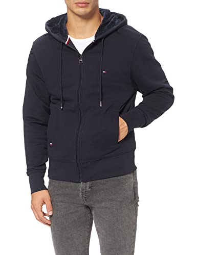 Tommy Hilfiger Herren Basic FUR Lined Hoodie Kapuzenpullover, Wüstenhimmel, XS von Tommy Hilfiger