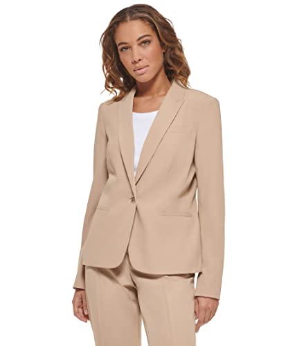 Tommy Hilfiger Herren Blazer - Business Jacke mit schmeichelhafter Passform und Ein-Knopf-Verschluss, Sand, 36 DE von Tommy Hilfiger