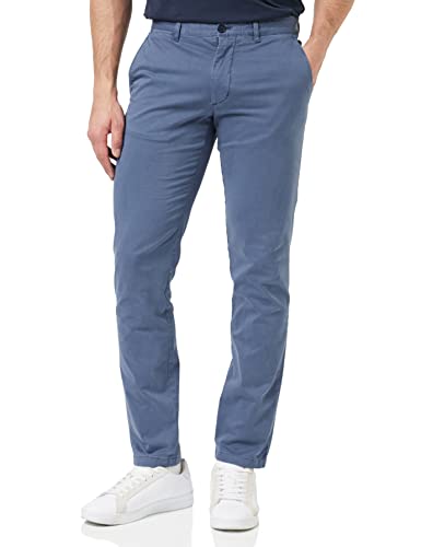 Tommy Hilfiger Herren Hose Bleecker TH Flex Satin Gmd Chino, Blau (Faded Indigo), 28W / 28L von Tommy Hilfiger