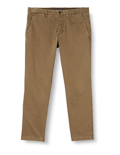 Tommy Hilfiger Herren Hose Bleecker TH Flex Satin Gmd Chino, Grün (Faded Military), 33W / 28L von Tommy Hilfiger