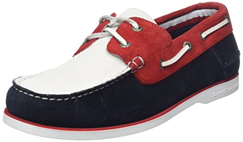 Tommy Hilfiger Herren Boat Schuh TH Boat Shoe Core Rwb Suede Wildleder, Mehrfarbig (Red/White/Blue), 42 EU von Tommy Hilfiger