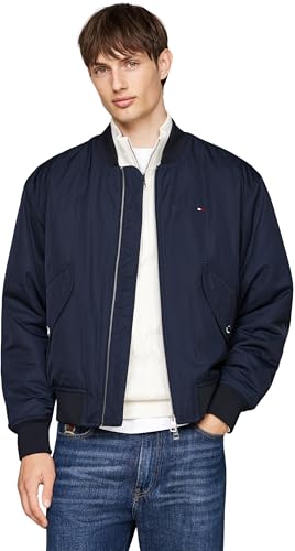 Tommy Hilfiger Herren Bomberjacke Authentic Bomber mit Reißverschluss, Blau (Desert Sky), L von Tommy Hilfiger