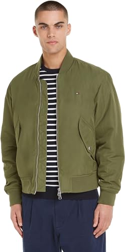 Tommy Hilfiger Herren Bomberjacke Authentic Bomber mit Reißverschluss, Grün (Utility Olive), XXL von Tommy Hilfiger