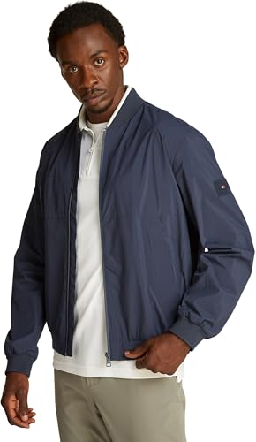 Tommy Hilfiger Herren Bomberjacke Branded mit Baseballkragen, Blau (Desert Sky), L von Tommy Hilfiger