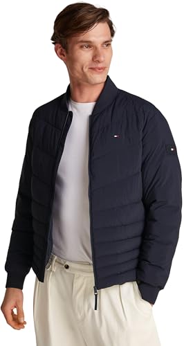 Tommy Hilfiger Herren Bomberjacke Mix Quilt Wattiert, Blau (Desert Sky), S von Tommy Hilfiger