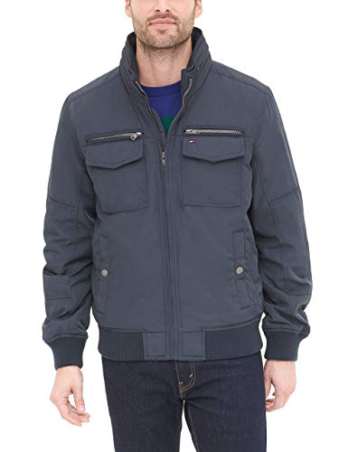 Tommy Hilfiger Herren-Bomberjacke wasserabweisend (Standard und groß und groß), Navy, Medium von Tommy Hilfigier