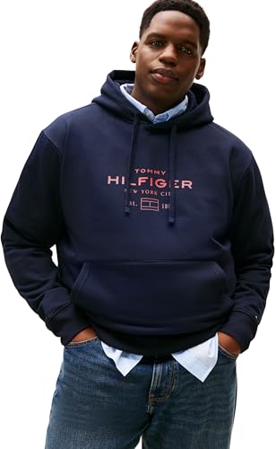 Tommy Hilfiger Herren Bt-Oval Graphic Hoodie-B Mw0Mw42062 Kapuzenpullover, Blue (Desert Sky), 5XL Plus von Tommy Hilfiger