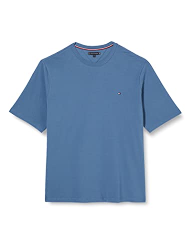 Tommy Hilfiger Herren T-Shirt Kurzarm Stretch Slim Fit Rundhalsausschnitt, Blau (Blue Coast), XXL von Tommy Hilfiger