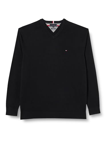 Tommy Hilfiger Herren BT-PIMA ORG CTN Cashmere VNCK-B MW0MW34105 Pullover, Schwarz (Black), 5XL von Tommy Hilfiger