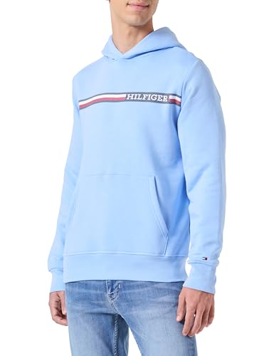 Tommy Hilfiger Herren Hoodie Chest Stripe mit Kapuze, Blau (Vessel Blue), XS von Tommy Hilfiger