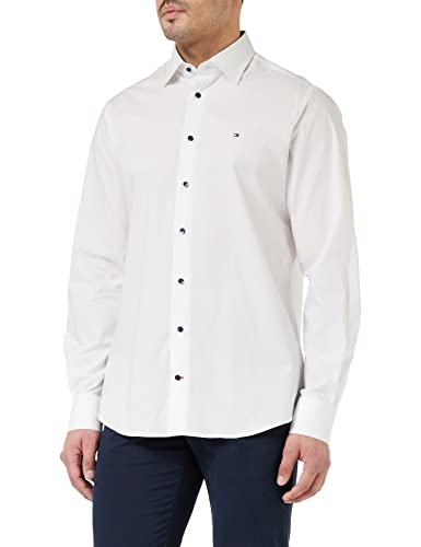 Tommy Hilfiger Herren Hemd Cl Stretch Solid Langarm , Weiß (White), 42 von Tommy Hilfiger