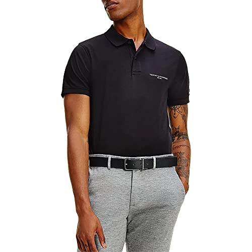Tommy Hilfiger Herren CLEAN Jersey Slim Polo Polohemd, Black, M-L von Tommy Hilfiger