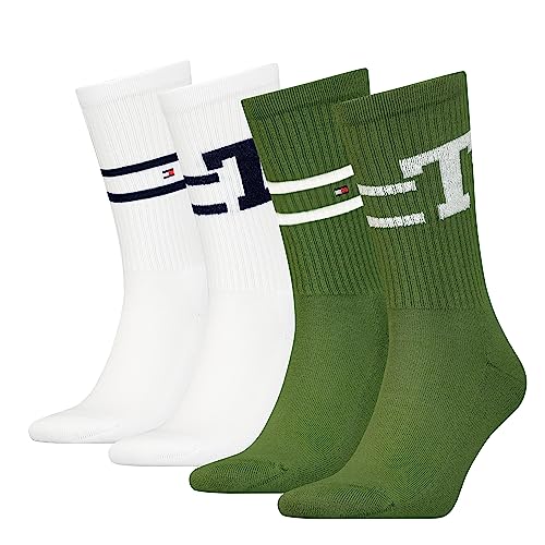 Tommy Hilfiger Herren CLSSC Sock, Army Green/White, 43/46 (4er Pack) von Tommy Hilfiger