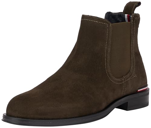 Tommy Hilfiger Core Rwb Hilfiger Suede Chelsea (Stiefeletten, Herren, Grün (Black), 41 Eu von Tommy Hilfiger