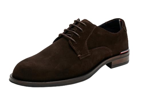 Tommy Hilfiger Herren Derby Schuhe Suede runde Spitze, Braun (Dark Coffee), 40 von Tommy Hilfiger