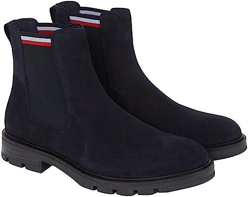 Tommy Hilfiger Herren CORPOARTE Hilfiger Suede Chelsea FM0FM04803 Outdoor-Stiefel, Blau (Desert Sky), 46 EU von Tommy Hilfiger