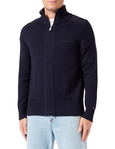 Tommy Hilfiger Herren Cardigan Cotton Zip Strickjacke, Blau (Desert Sky), M von Tommy Hilfiger