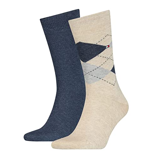 Tommy Hilfiger Herren Th Check Men's Socks (2 Pack) Socken, Beige Melange, 47-49 von Tommy Hilfiger