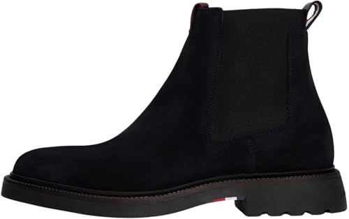 Tommy Hilfiger Herren Chelsea Boots Comfort aus Wildleder, Blau (Desert Sky), 43 von Tommy Hilfiger