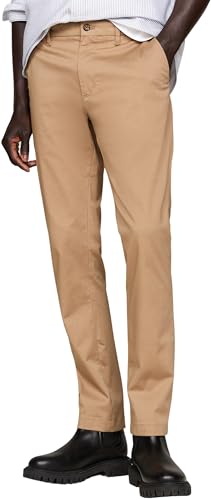 Tommy Hilfiger Herren Chino Hose Chino Bleecker Printed Structure Slim Fit, Beige (Safari Canvas), 33W/36L von Tommy Hilfiger