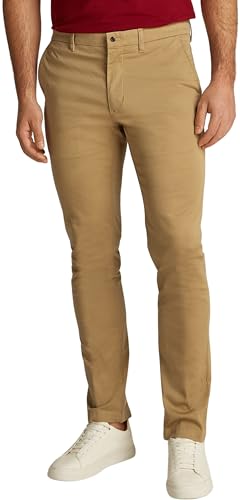 Tommy Hilfiger Herren Chino Hose Chino Bleecker Printed Structure Slim Fit, Grün (Classic Khaki), 38W/36L von Tommy Hilfiger