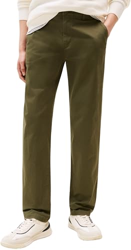 Tommy Hilfiger Herren Chino Hose Core Denton Essential Twill Straight Fit, Grün (Dark Greenery), 32W/32L von Tommy Hilfiger
