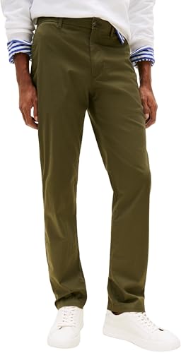 Tommy Hilfiger Herren Chino Hose Denton Printed Structure Straight Fit, Grün (Dark Greenery), 32W/38L von Tommy Hilfiger