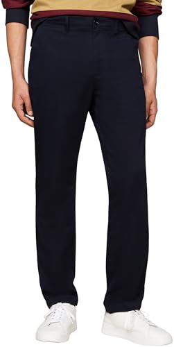 Tommy Hilfiger Herren Chino Hose Denton Satin Straight Fit, Blau (Desert Sky), 38W/28L von Tommy Hilfiger