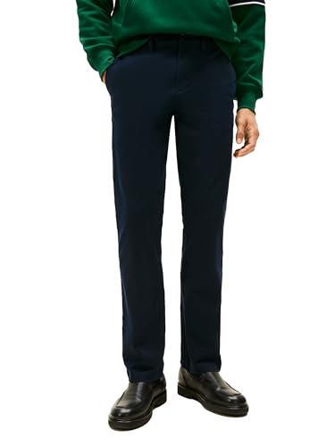 Tommy Hilfiger Herren Chino Pants Custom Fit Freizeithosen, Marineblau Blazer, 33W / 32L von Tommy Hilfiger