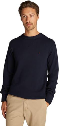 Tommy Hilfiger Herren Pullover Chunky Cotton Crew Neck Strickpullover, Blau (Desert Sky), XXL von Tommy Hilfiger