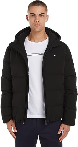 Tommy Hilfiger Herren Jacke Hooded Jacket Übergangsjacke, Schwarz (Black), L von Tommy Hilfiger