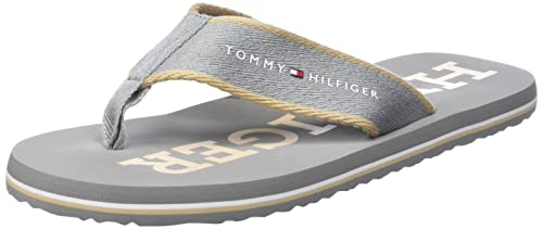 Tommy Hilfiger Herren Flip Flops Classic Beach Sandal Badeschuhe, Grau (Antique Silver), 40 von Tommy Hilfiger