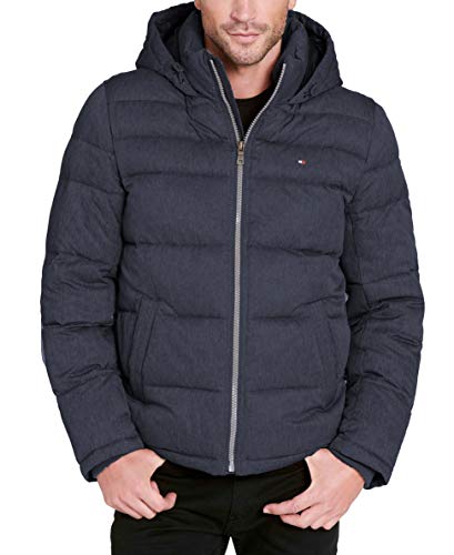 Tommy Hilfiger Herren Classic Hooded Puffer Jacket (Regular and Big & Tall Sizes) Alternativer Daunenmantel, Marineblau (Heather Navy), 4X-Large Hoch von Tommy Hilfiger